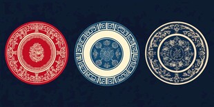 古典中式花纹圆形装饰图案