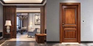 中式实木入户门室内场景