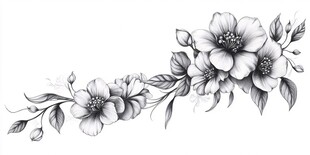 黑白花卉图案装饰元素