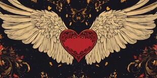 带翼红心图案 神秘又浪漫