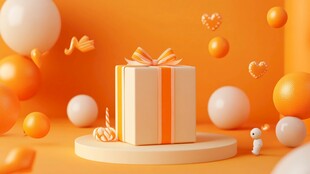 橙色系精美礼品与装饰场景