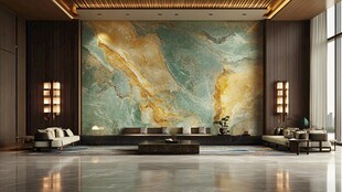 奢华客厅的大理石艺术背景墙