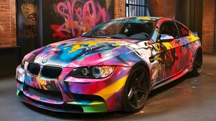 炫彩涂鸦宝马跑车超吸睛