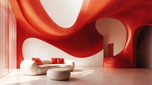 红色梦幻艺术室内空间场景