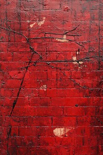 红色斑驳砖墙纹理特写