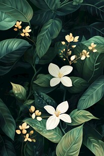 绿叶间绽放的素雅小花