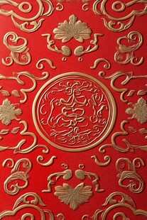 中式红底金纹传统装饰图案