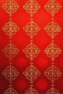 红色背景金色花纹精美图案