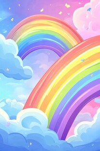 梦幻双彩虹云端美景