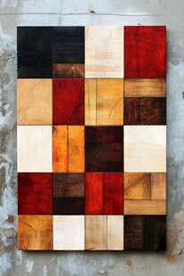 多彩拼接木板艺术装饰画