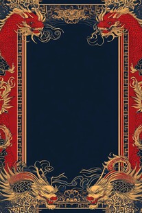 中式双龙边框背景图