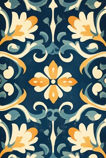 复古花卉几何图案壁纸