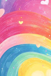 梦幻彩虹爱心星空背景图