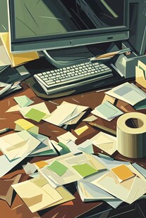 杂乱办公桌面的真实写照
