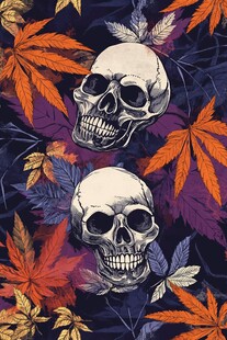 骷髅与秋叶的神秘图案