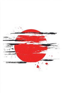 水墨风格日本国旗图案