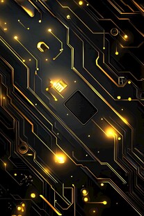炫酷黑金电路板科技背景图