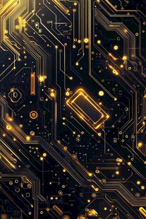 金色炫酷电路板科技背景图