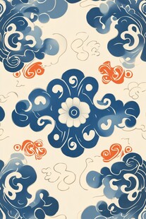 中式云纹花卉传统图案