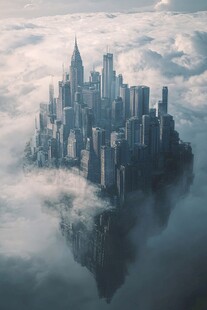 云中悬浮的梦幻都市