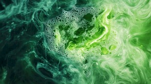 梦幻绿色液体漩涡景象