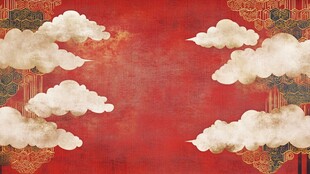 中式红底祥云传统背景图