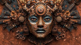 机械风神秘古老面具艺术