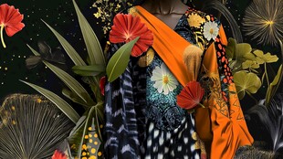 热带花卉与时尚服饰搭配