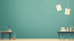 清新室内办公场景插画