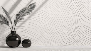 简约黑花瓶配羽毛装饰