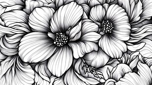 黑白花卉图案插画