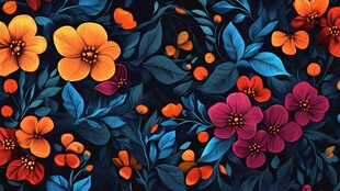 绚丽花卉图案背景纹理