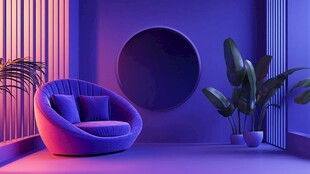 梦幻紫色系舒适室内角落