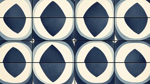 蓝白几何图案瓷砖装饰