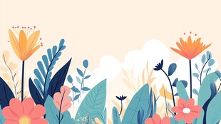 清新花卉植物插画背景