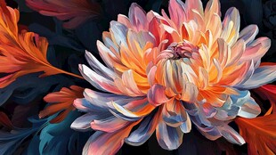 梦幻绚丽的多彩绽放花朵