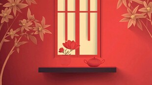 中式红窗旁的雅致茶具