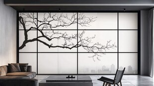 新中式客厅简约屏风设计