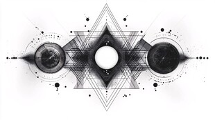 黑白几何抽象装饰图案