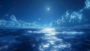 月夜下的静谧海洋景观