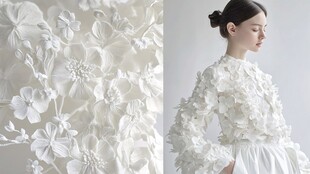 白色纸艺花卉服饰设计