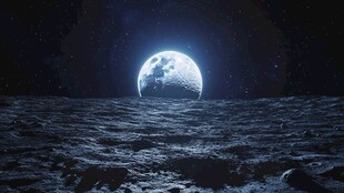 月球表面的壮丽月色景观