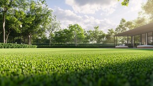 阳光草坪旁的静谧户外空间
