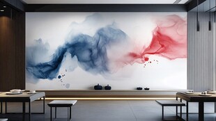 水墨风格客厅艺术背景墙