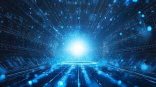 科技感未来感的蓝色光线隧道