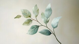 清新水彩风绿叶植物枝条