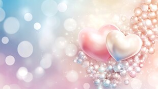 梦幻爱心与珍珠浪漫背景