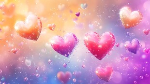 梦幻爱心漂浮背景图