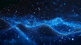 蓝色粒子动态流动背景图