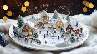 圣诞微缩雪景盘中童话世界